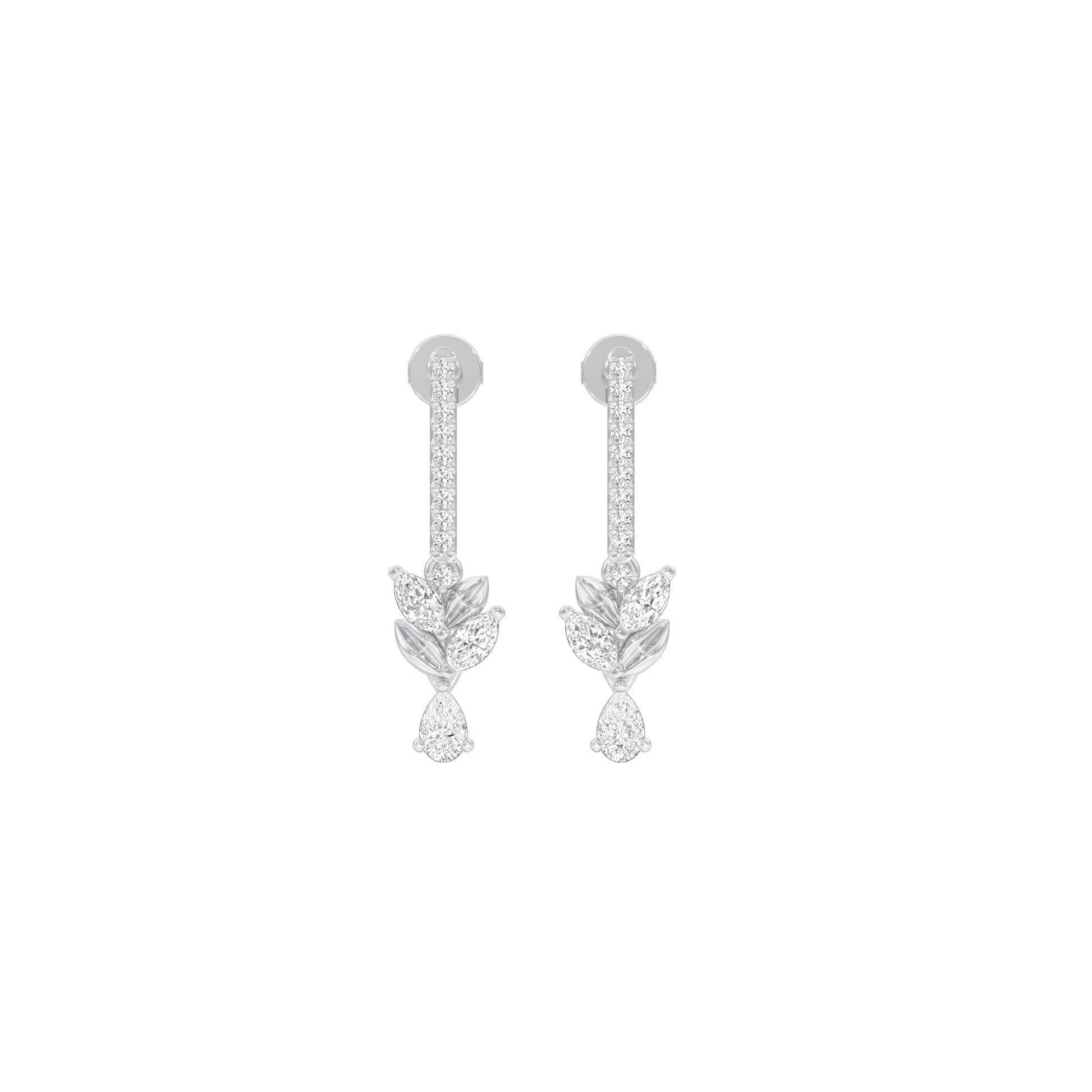 Floral Façade Diamond Drop Earrings 18 KT / White Gold
