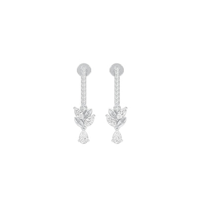 Floral Façade Diamond Drop Earrings 18 KT / White Gold
