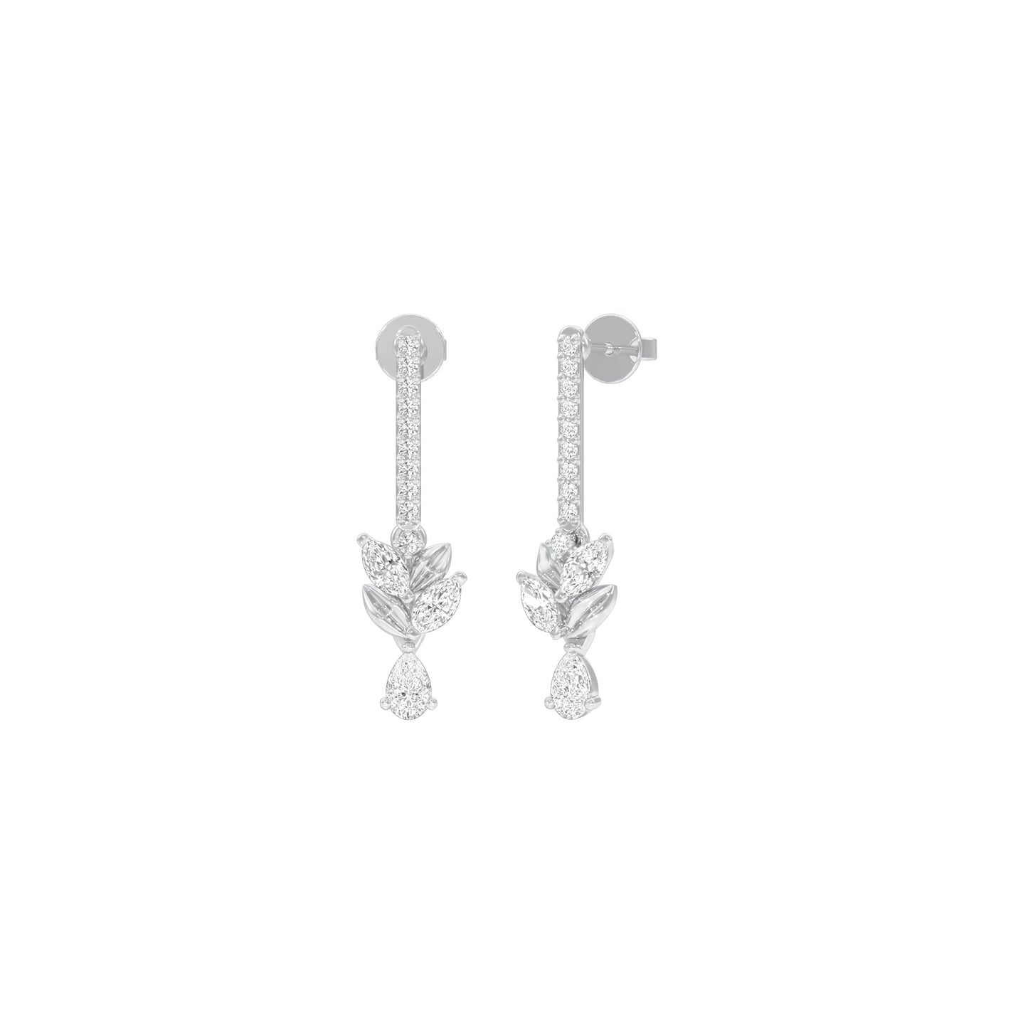 Floral Façade Diamond Drop Earrings 18 KT / White Gold