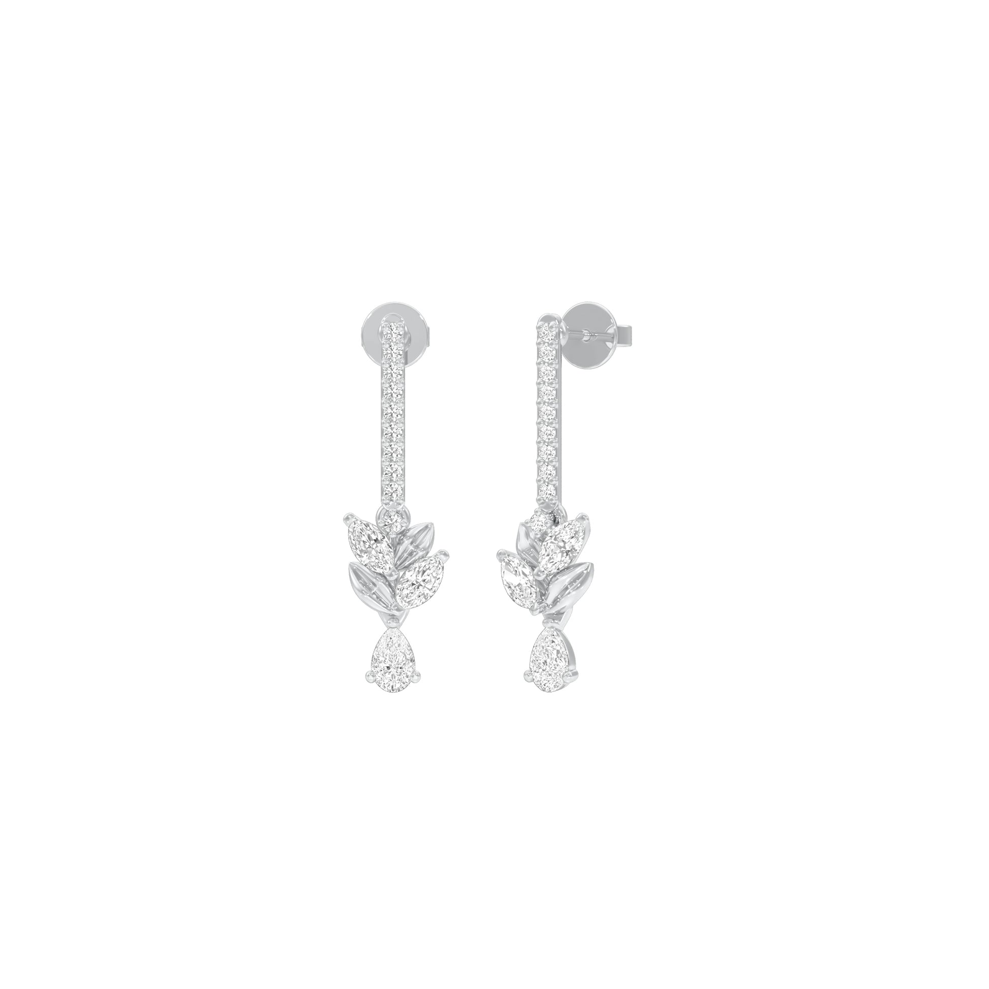 Floral Façade Diamond Drop Earrings 18 KT / White Gold