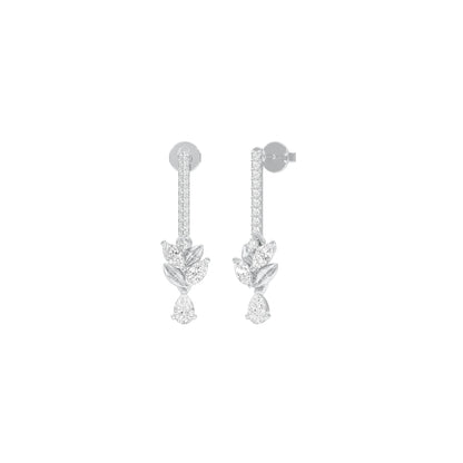 Floral Façade Diamond Drop Earrings 18 KT / White Gold