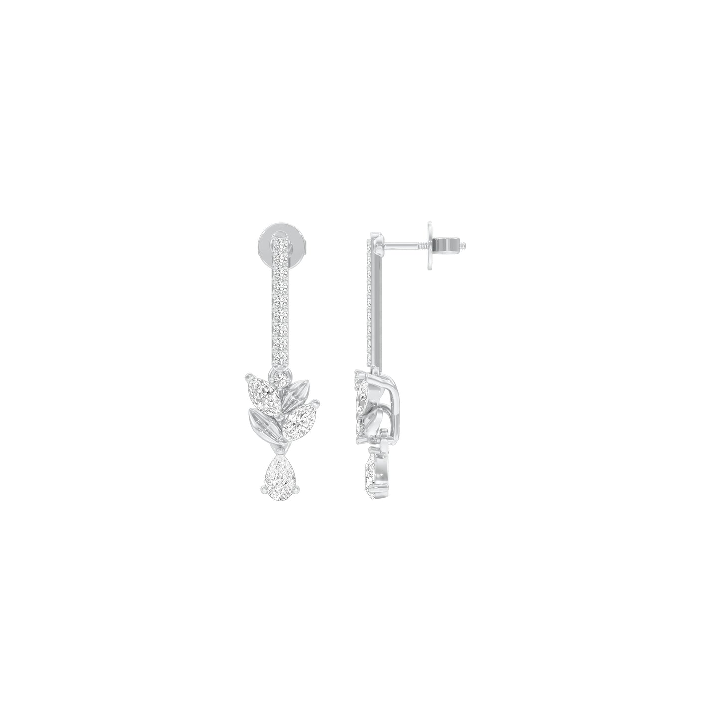 Floral Façade Diamond Drop Earrings 18 KT / White Gold