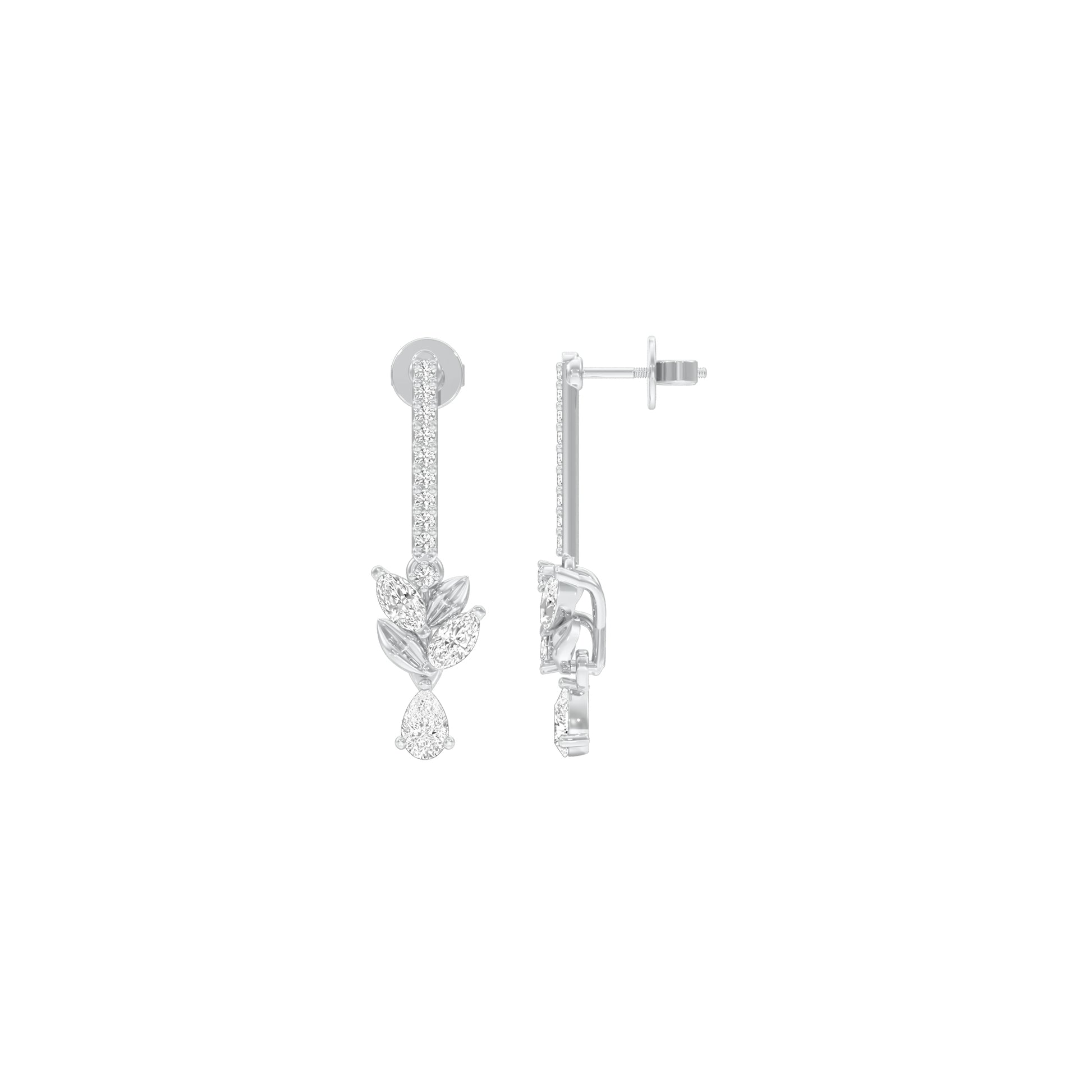 Floral Façade Diamond Drop Earrings 18 KT / White Gold