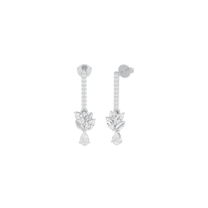 Floral Façade Diamond Drop Earrings 18 KT / White Gold