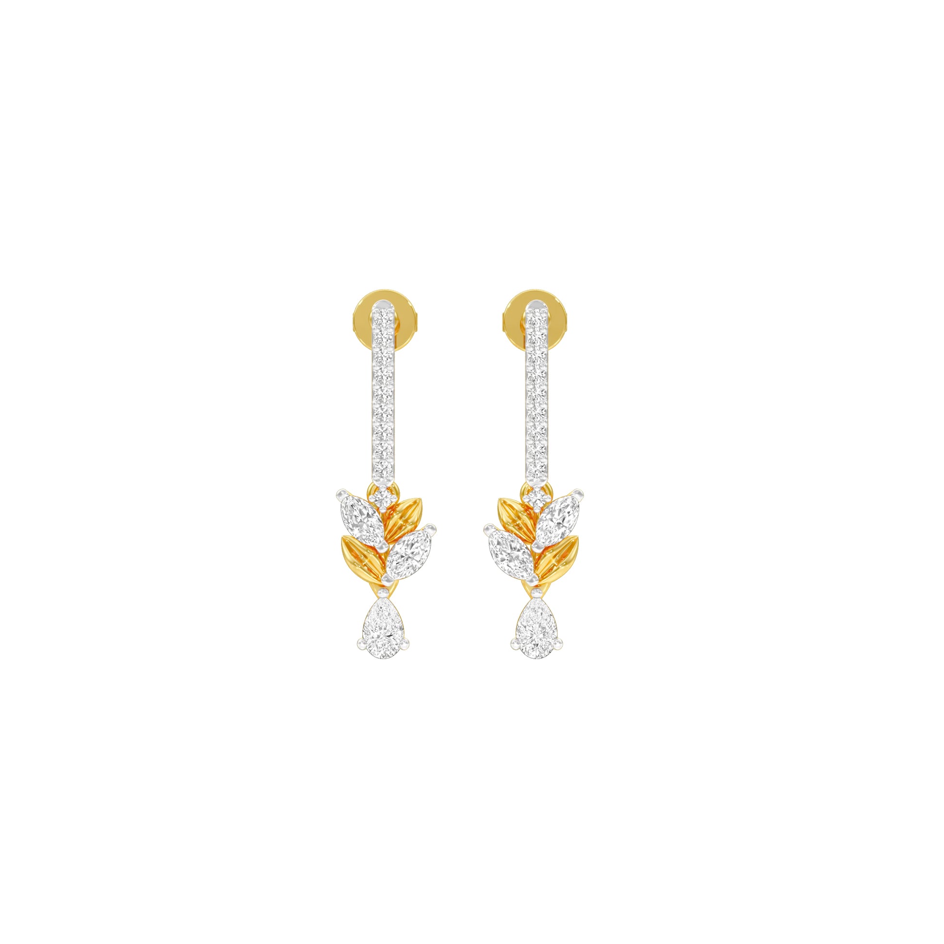 Floral Façade Diamond Drop Earrings 18 KT / Yellow Gold