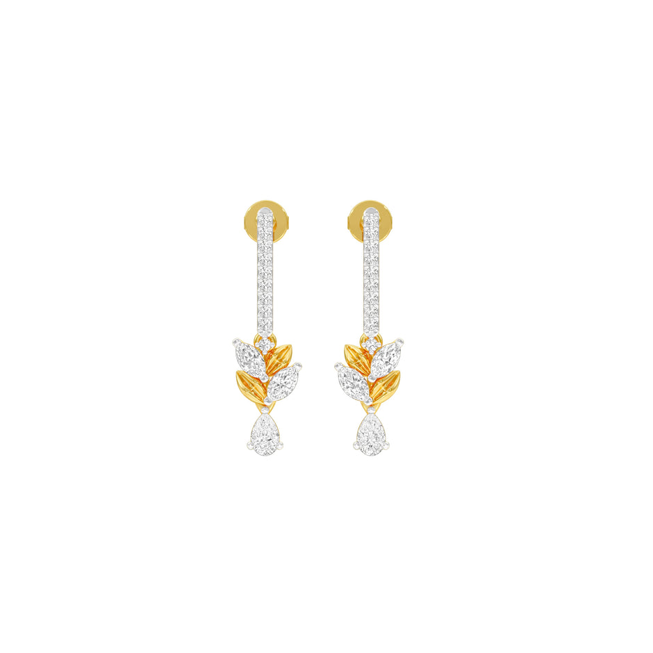Floral Façade Diamond Drop Earrings 18 KT / Yellow Gold