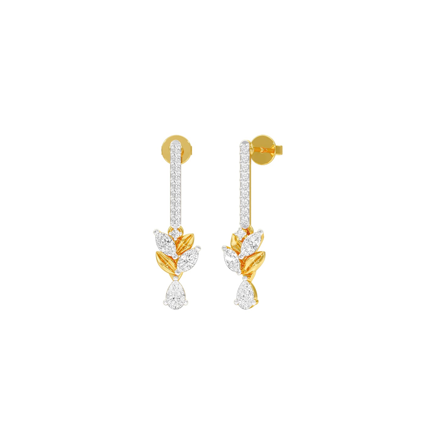 Floral Façade Diamond Drop Earrings 18 KT / Yellow Gold