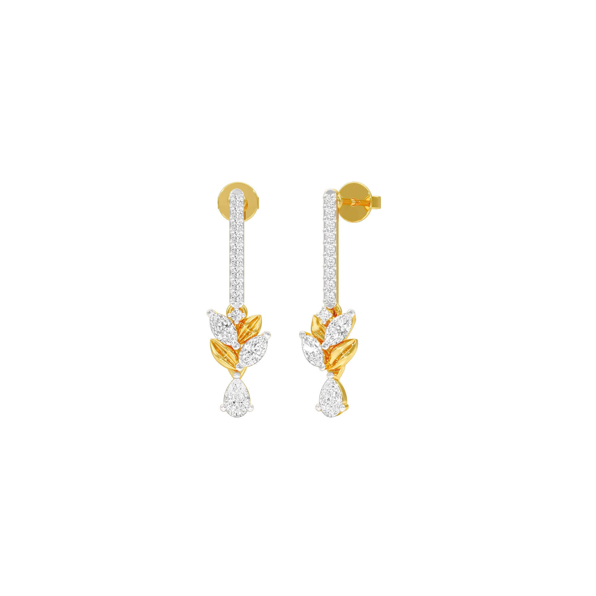Floral Façade Diamond Drop Earrings 18 KT / Yellow Gold