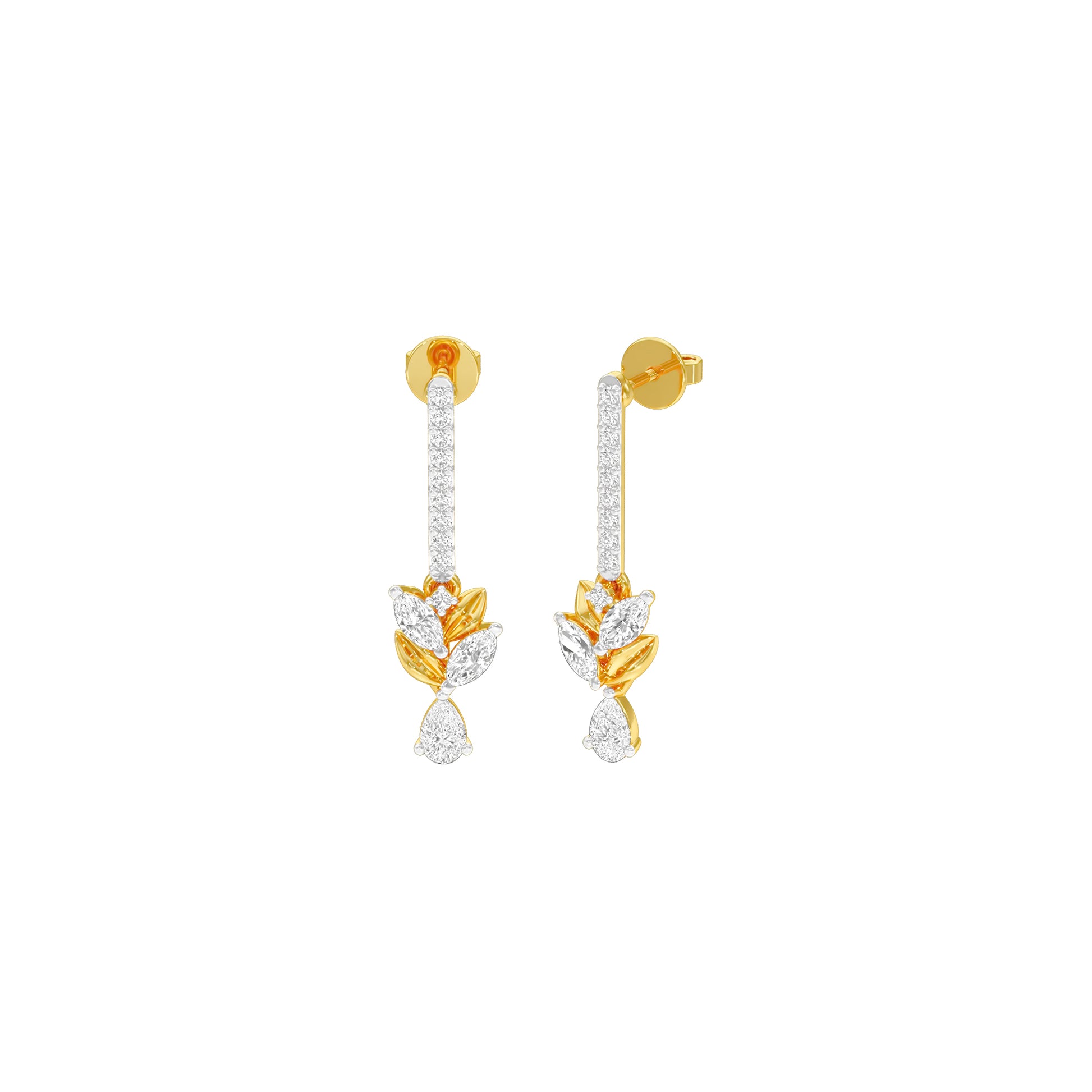 Floral Façade Diamond Drop Earrings 18 KT / Yellow Gold
