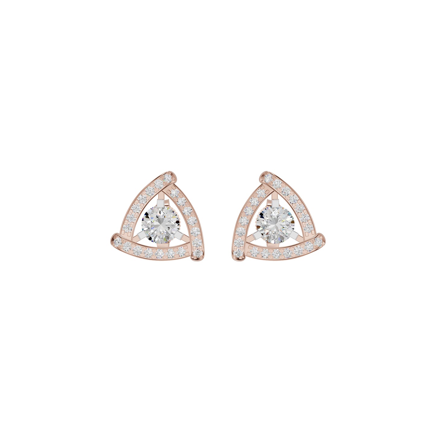 Triangular Trellis Diamond Earrings 18 KT / Rose Gold