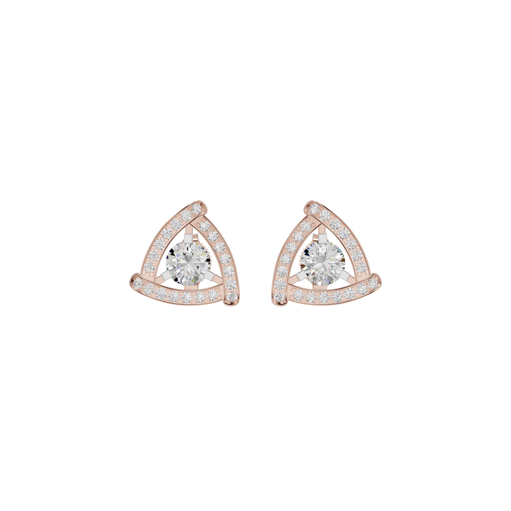 Triangular Trellis Diamond Earrings 18 KT / Rose Gold