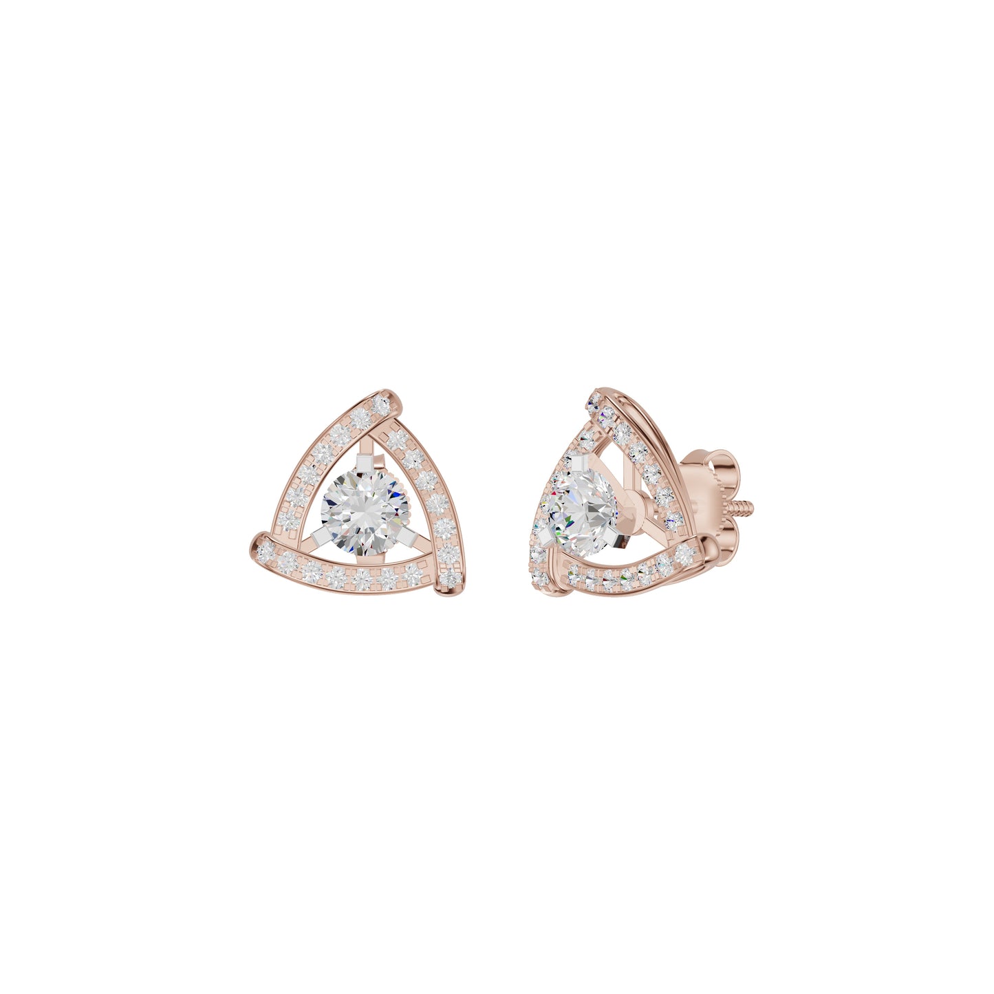 Triangular Trellis Diamond Earrings 18 KT / Rose Gold