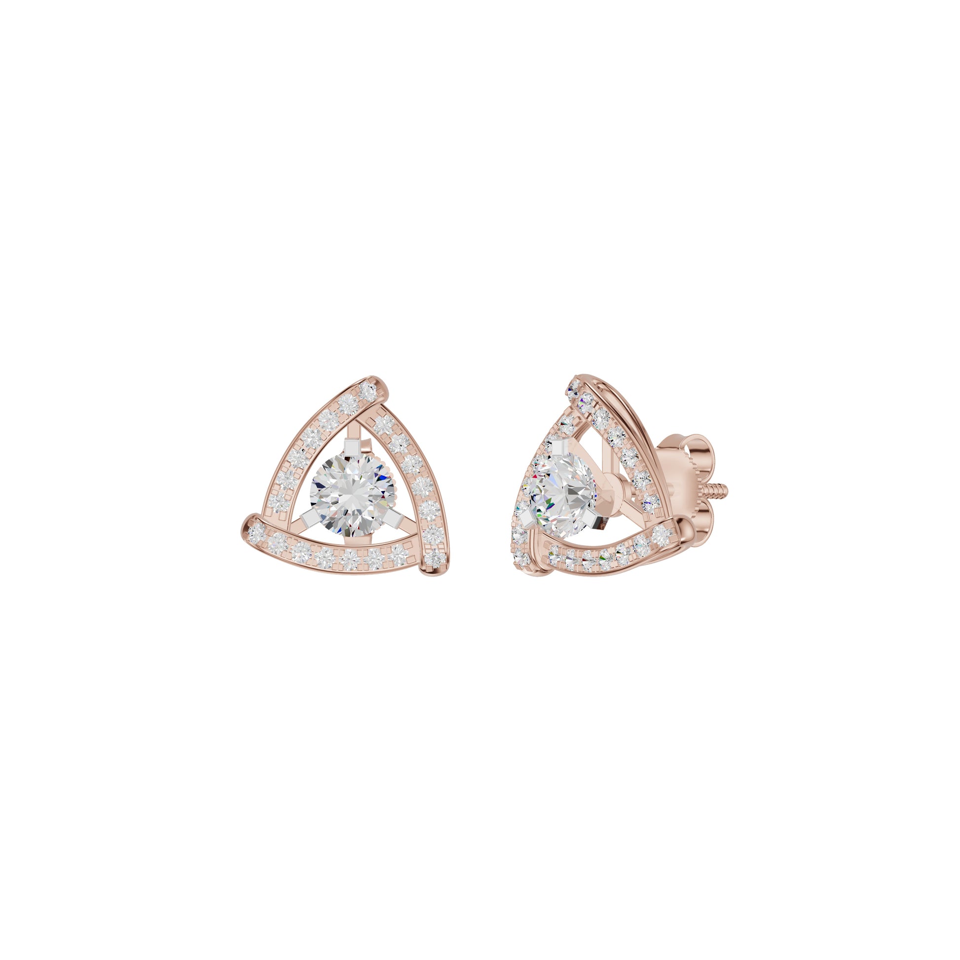 Triangular Trellis Diamond Earrings 18 KT / Rose Gold