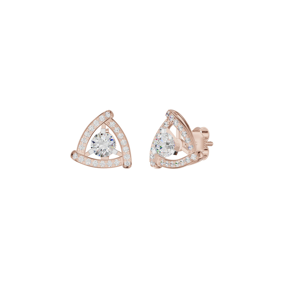Triangular Trellis Diamond Earrings 18 KT / Rose Gold