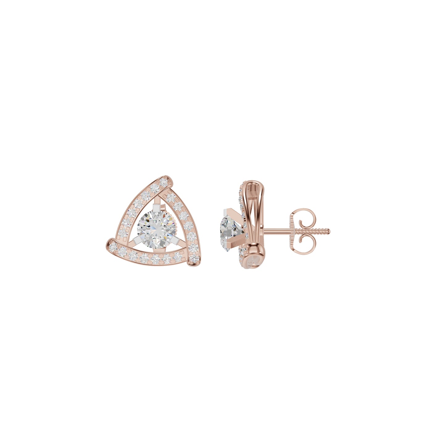 Triangular Trellis Diamond Earrings 18 KT / Rose Gold