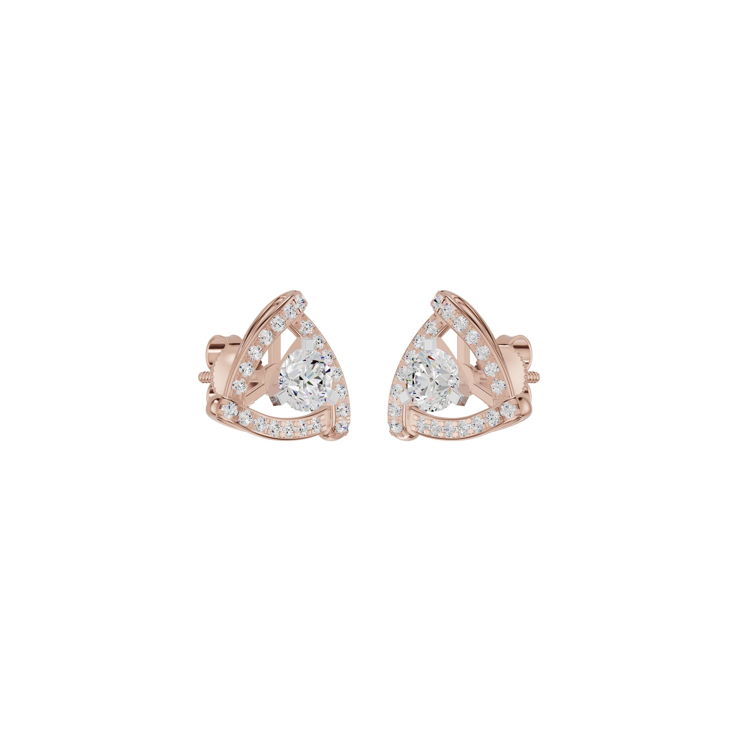 Triangular Trellis Diamond Earrings 18 KT / Rose Gold