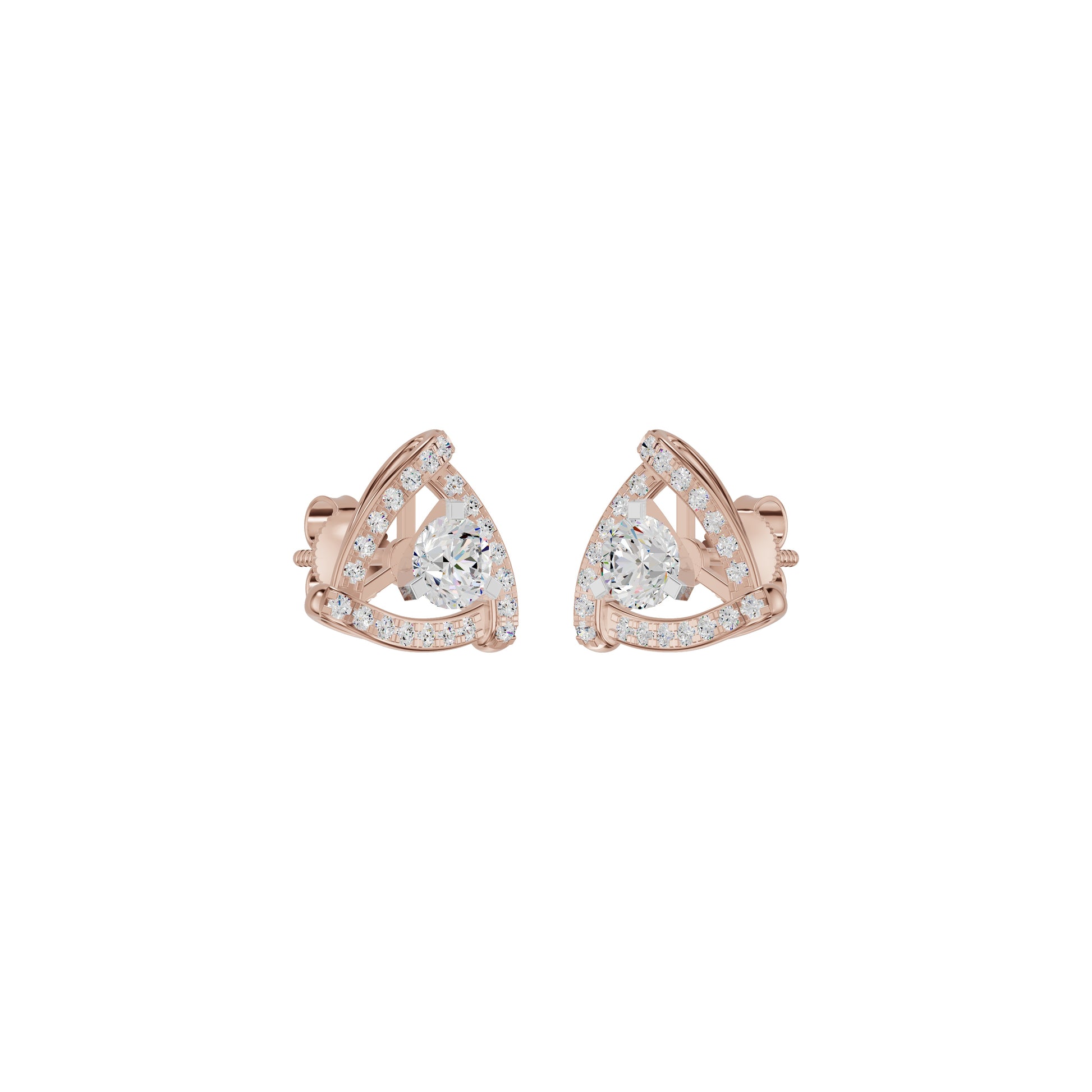 Triangular Trellis Diamond Earrings 18 KT / Rose Gold
