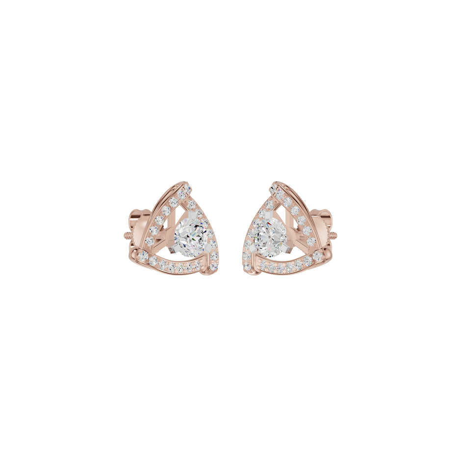 Triangular Trellis Diamond Earrings 18 KT / Rose Gold