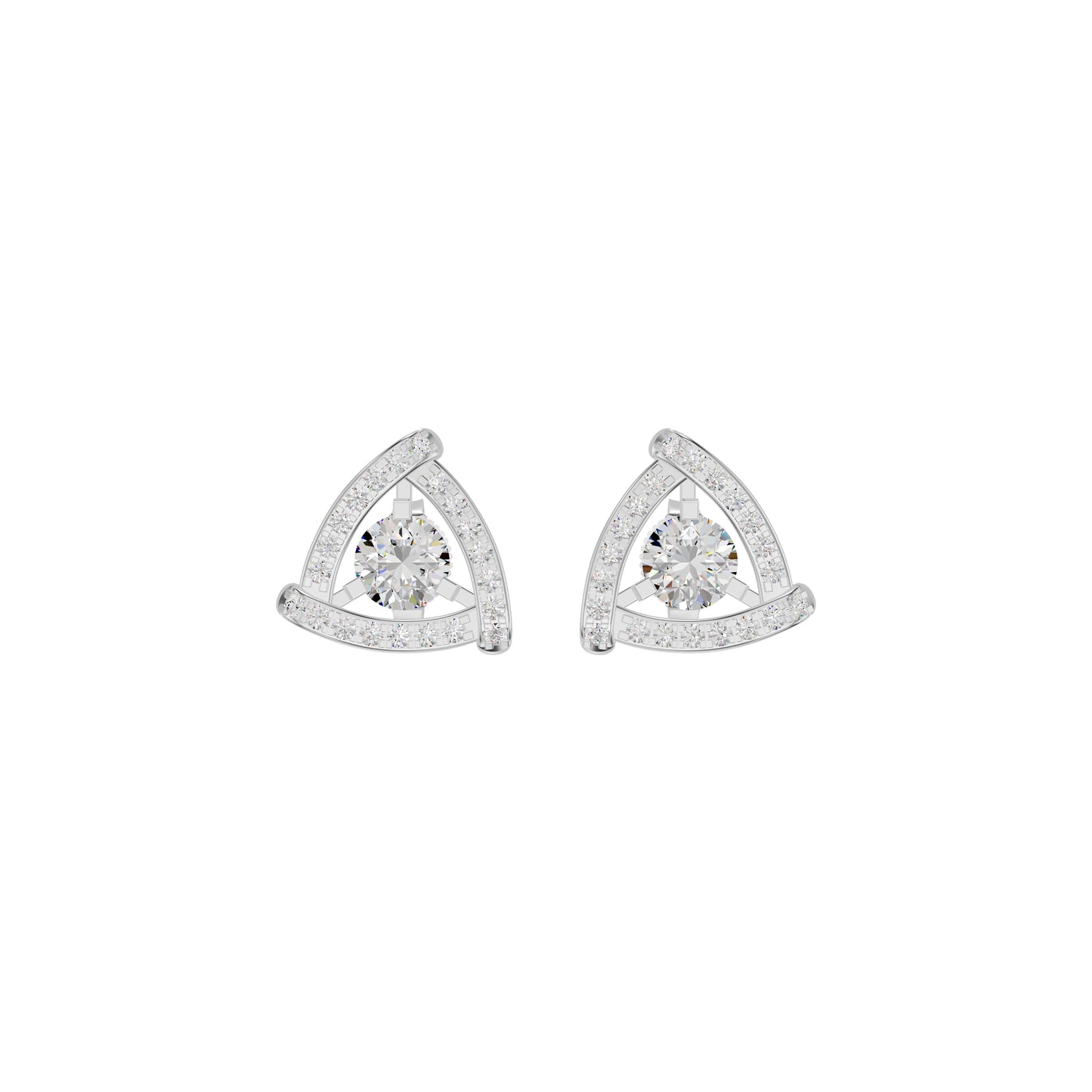 Triangular Trellis Diamond Earrings 18 KT / White Gold
