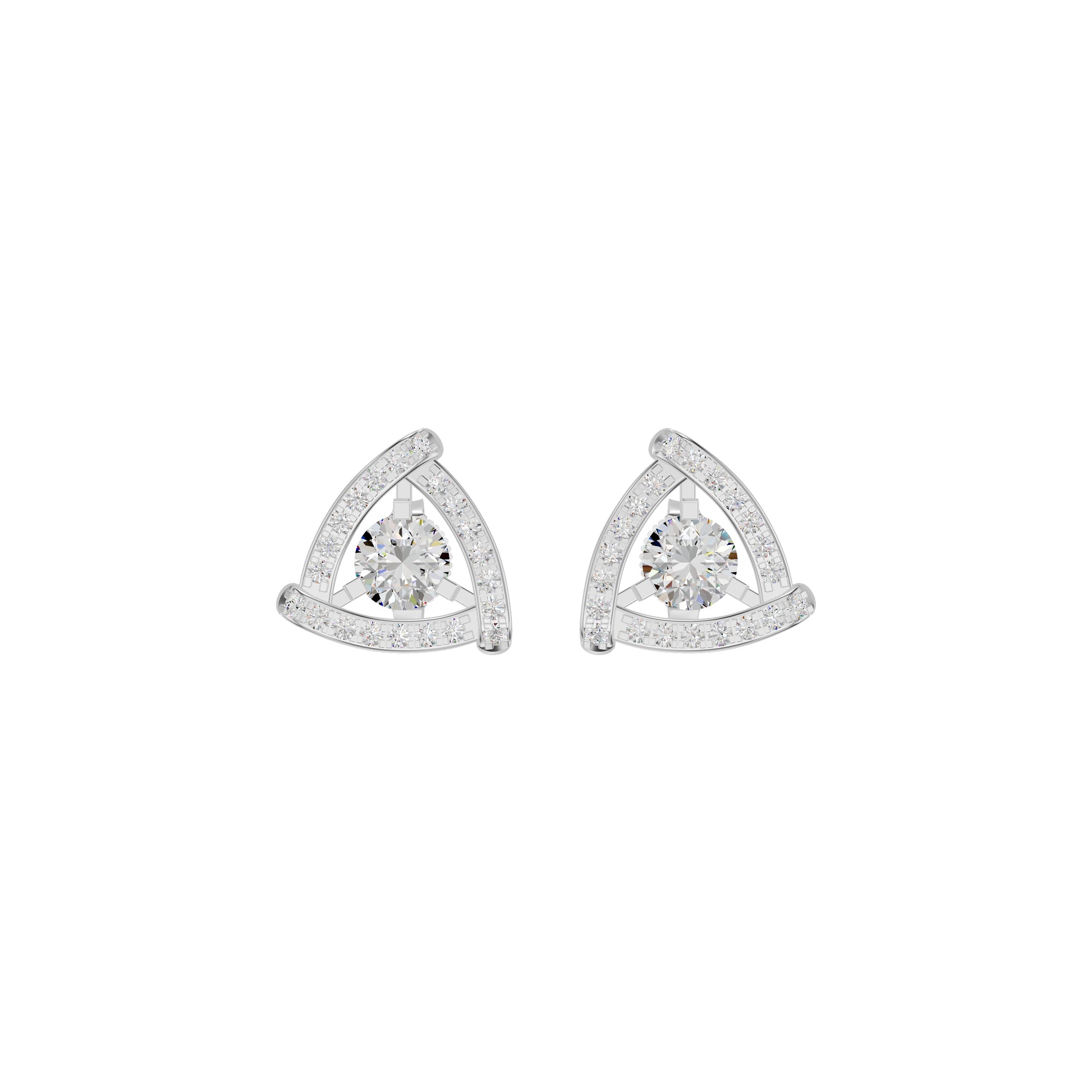 Triangular Trellis Diamond Earrings 18 KT / White Gold