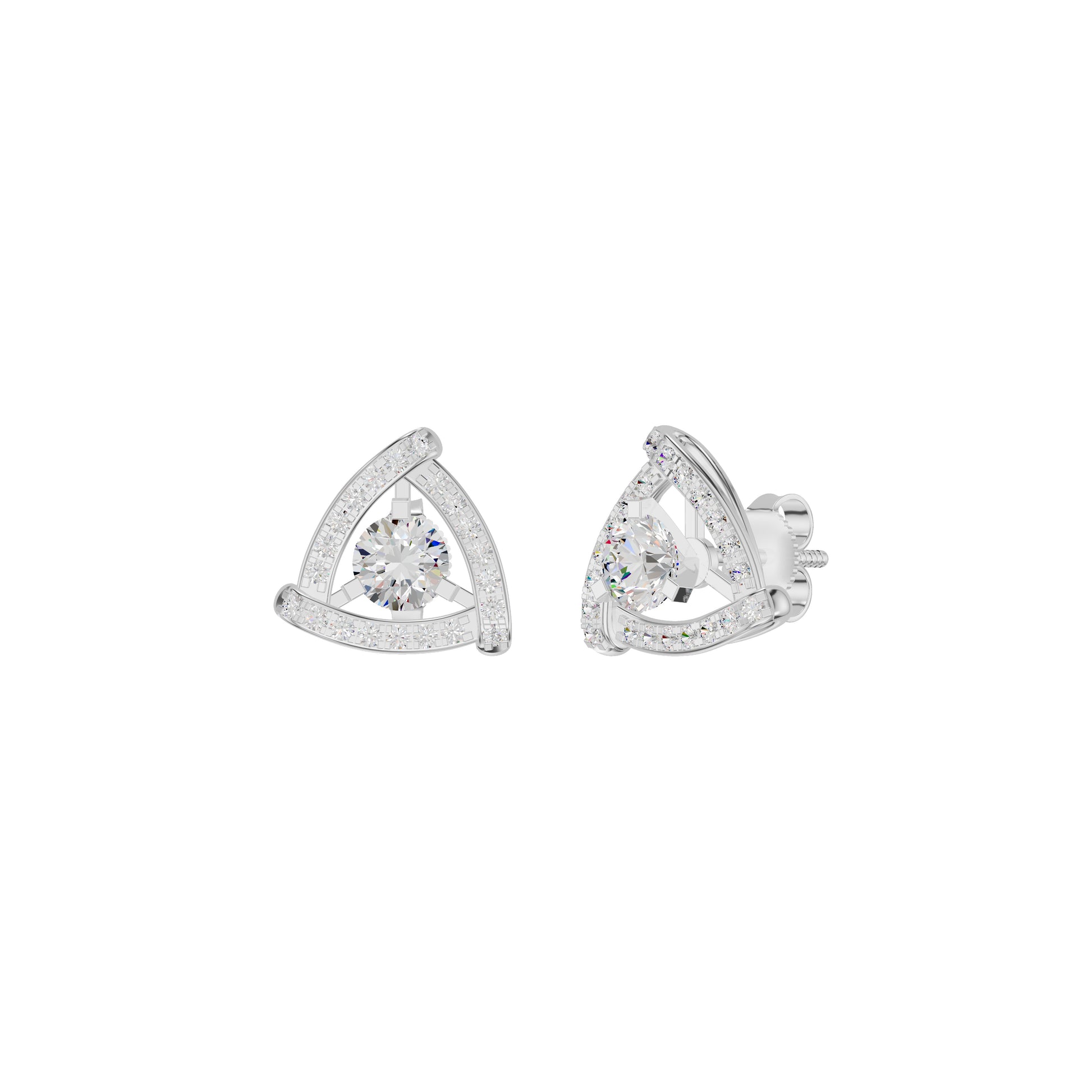 Triangular Trellis Diamond Earrings 18 KT / White Gold