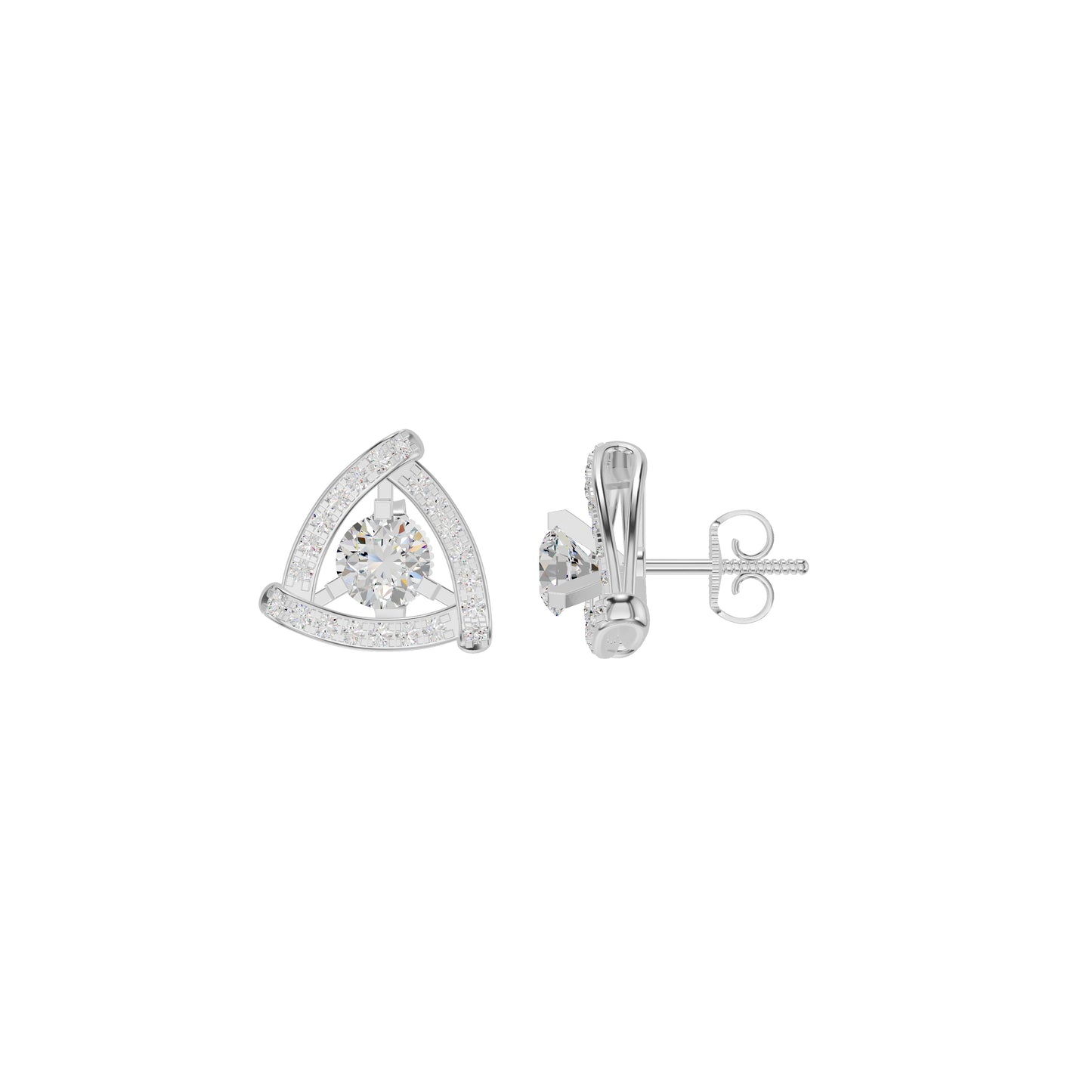Triangular Trellis Diamond Earrings 18 KT / White Gold