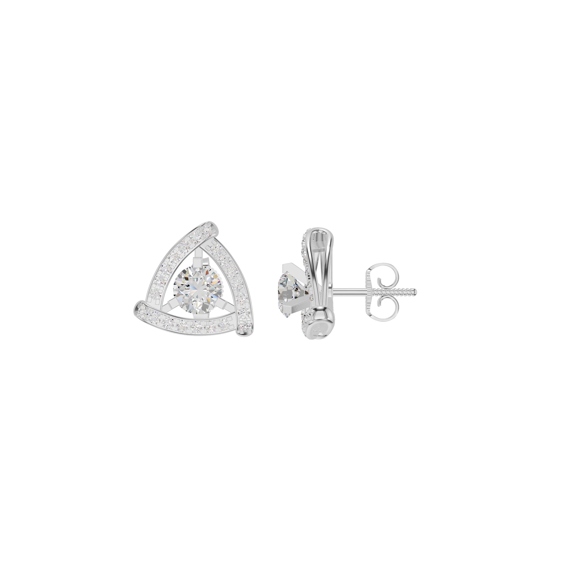 Triangular Trellis Diamond Earrings 18 KT / White Gold