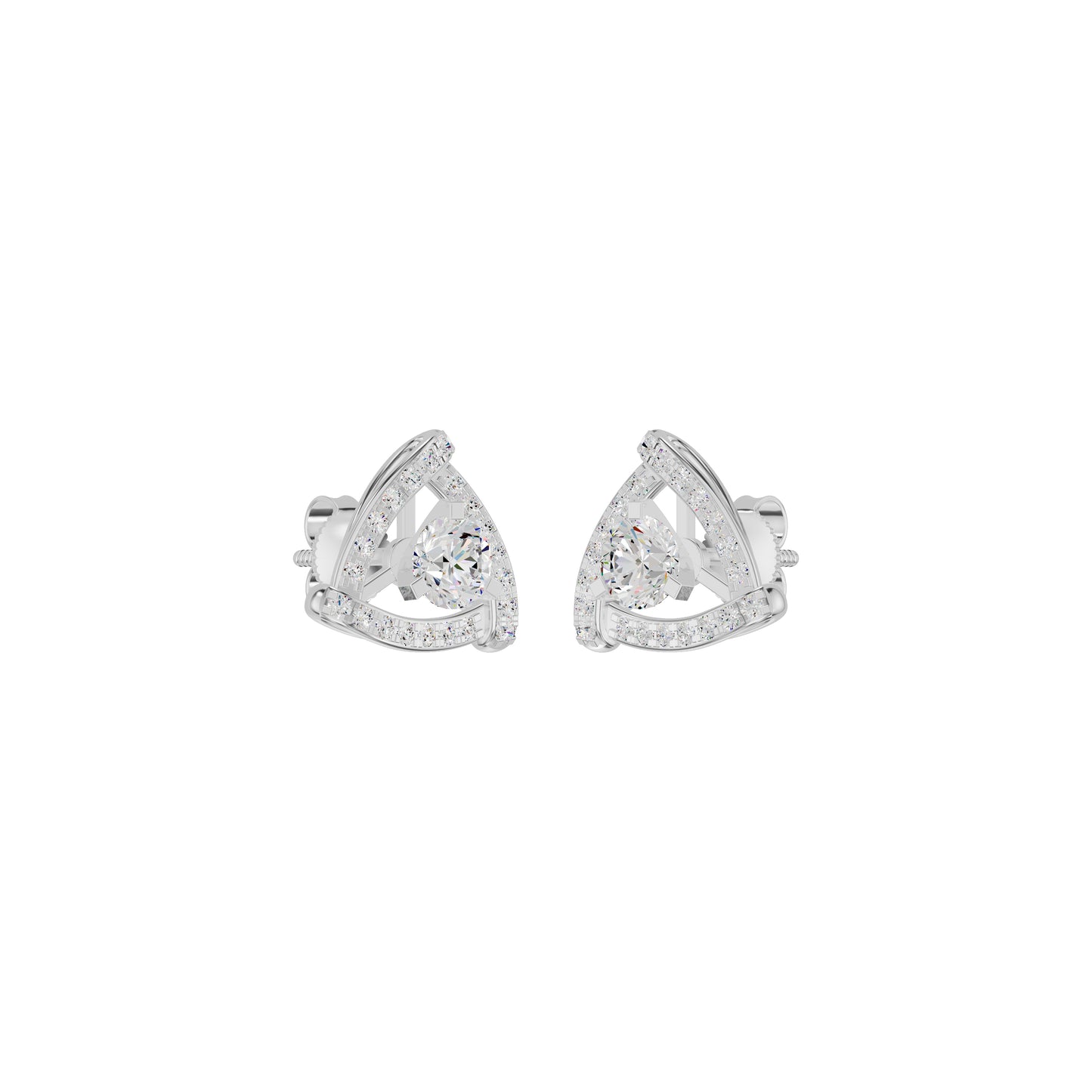 Triangular Trellis Diamond Earrings 18 KT / White Gold