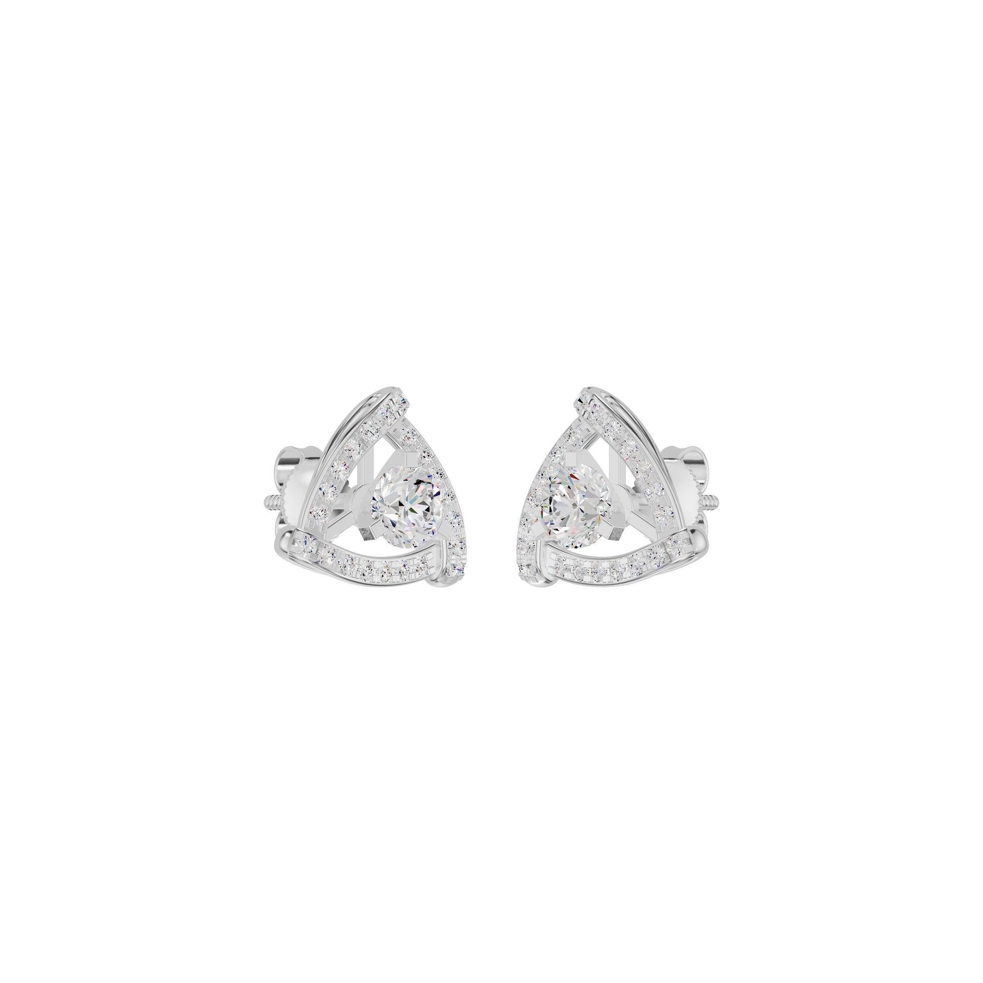 Triangular Trellis Diamond Earrings 18 KT / White Gold