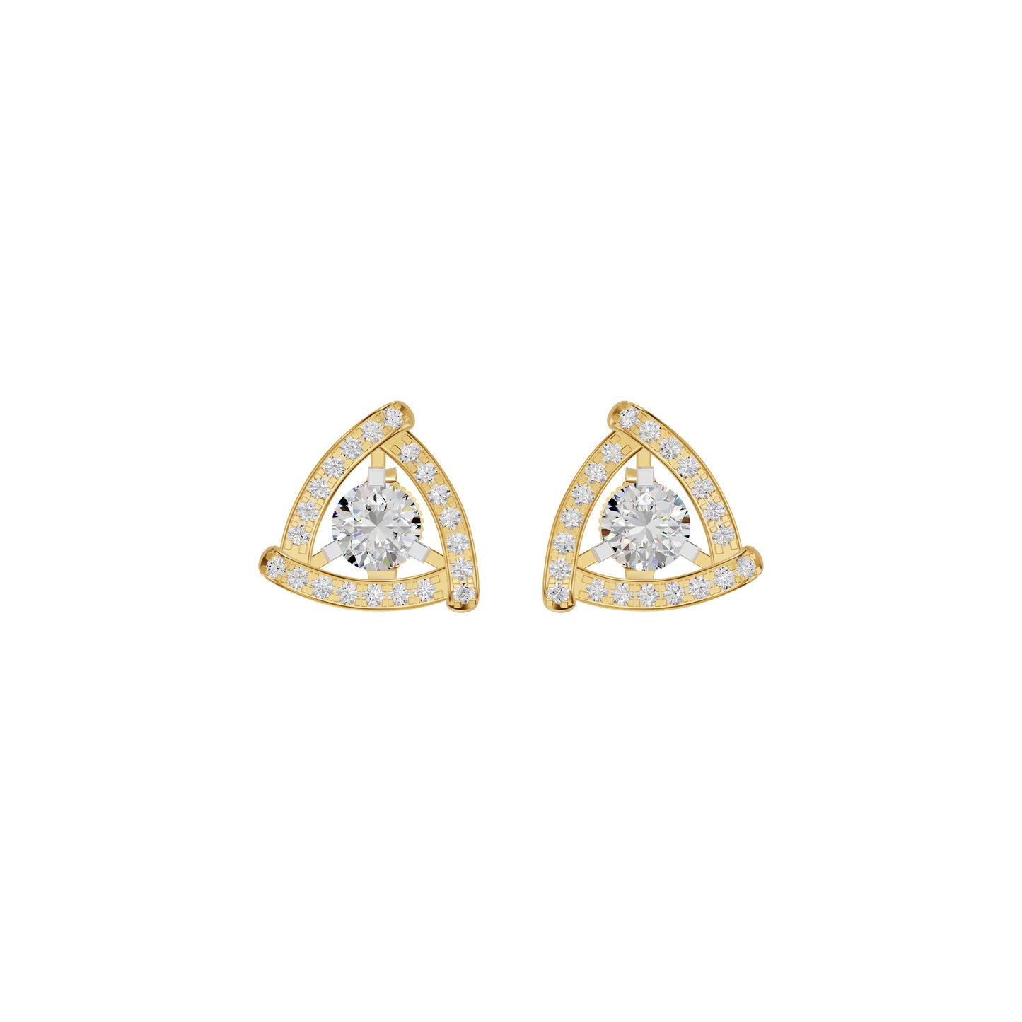 Triangular Trellis Diamond Earrings 18 KT / Yellow Gold