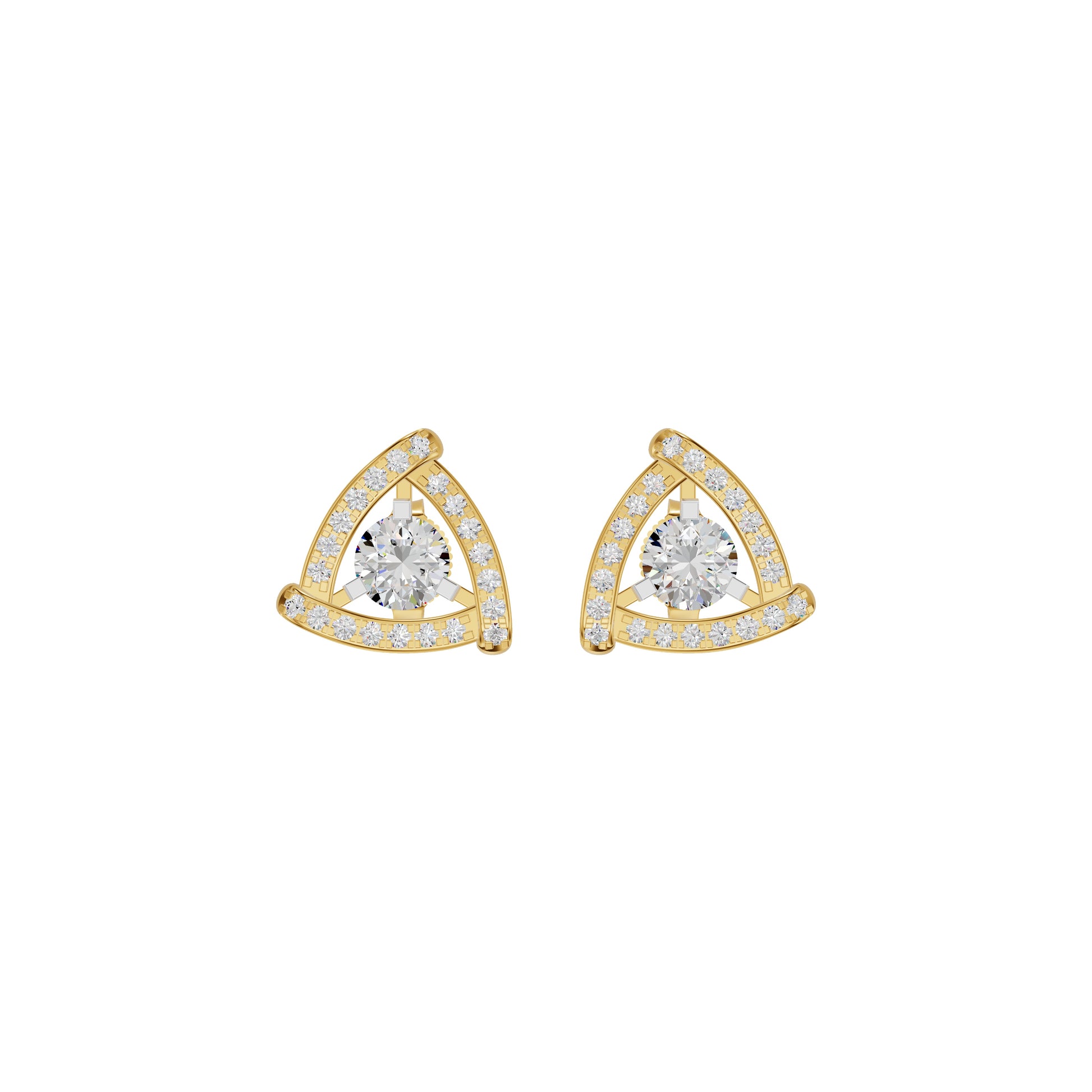 Triangular Trellis Diamond Earrings 18 KT / Yellow Gold