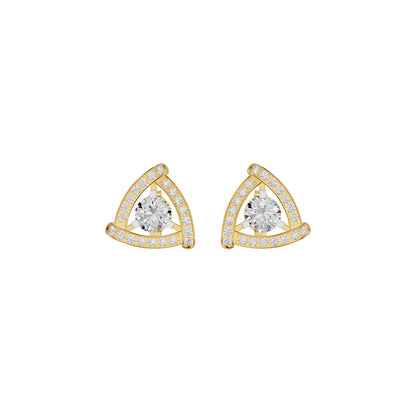 Triangular Trellis Diamond Earrings 18 KT / Yellow Gold