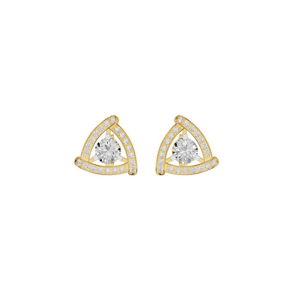 Triangular Trellis Diamond Earrings 18 KT / Yellow Gold