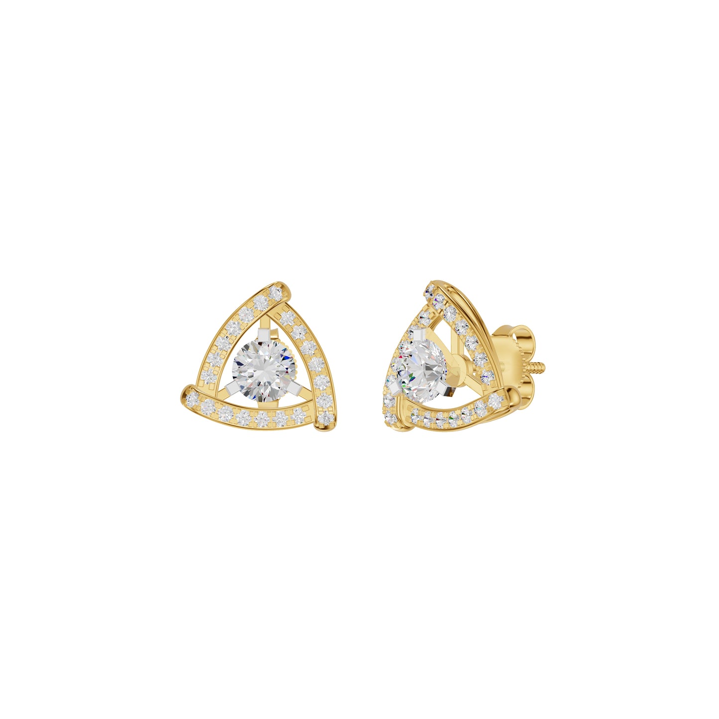 Triangular Trellis Diamond Earrings 18 KT / Yellow Gold