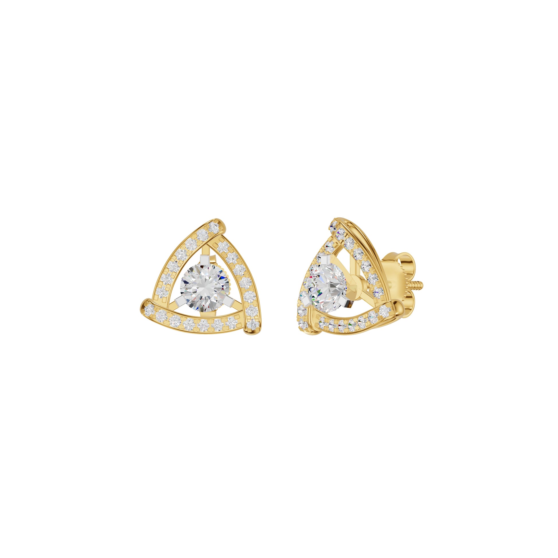 Triangular Trellis Diamond Earrings 18 KT / Yellow Gold