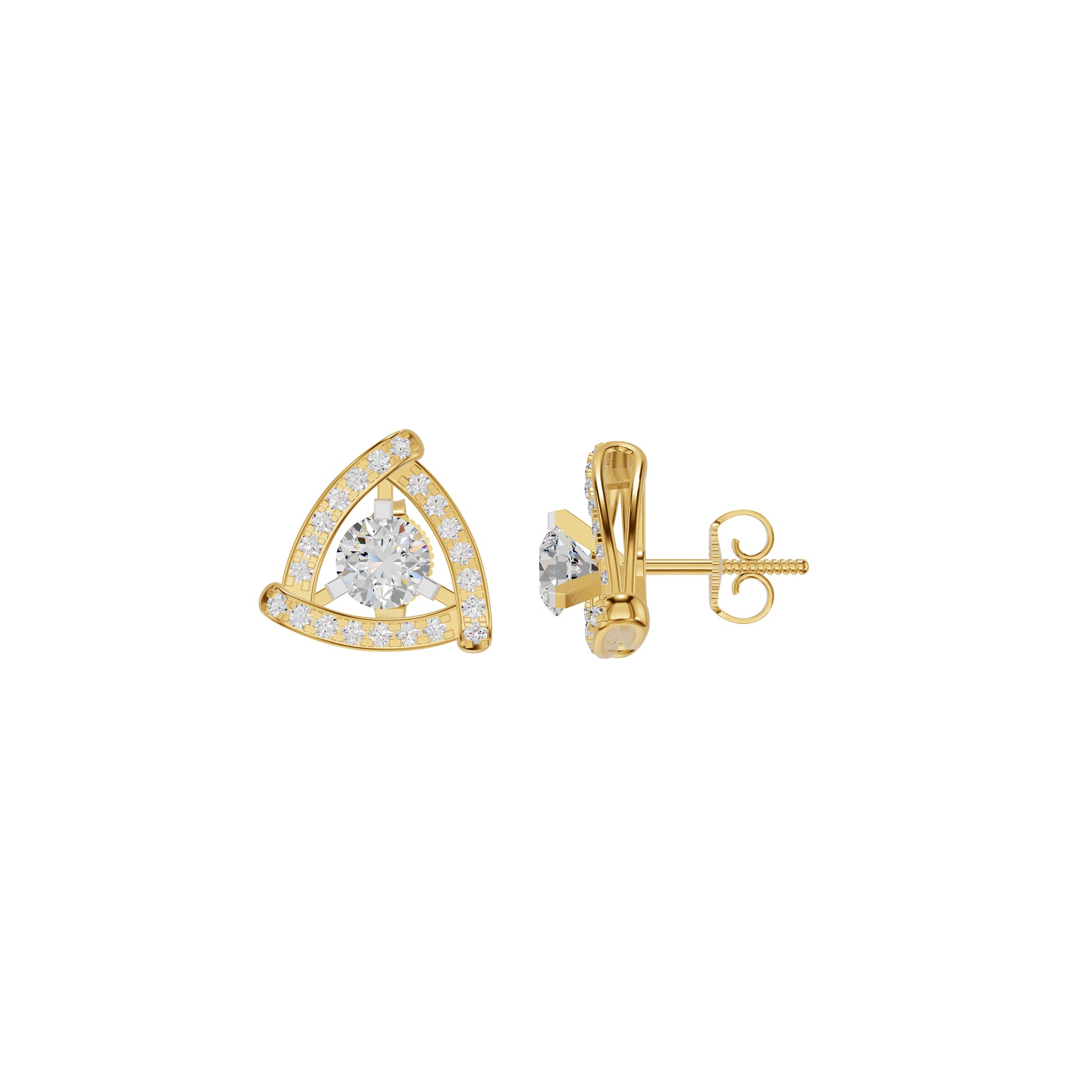 Triangular Trellis Diamond Earrings 18 KT / Yellow Gold