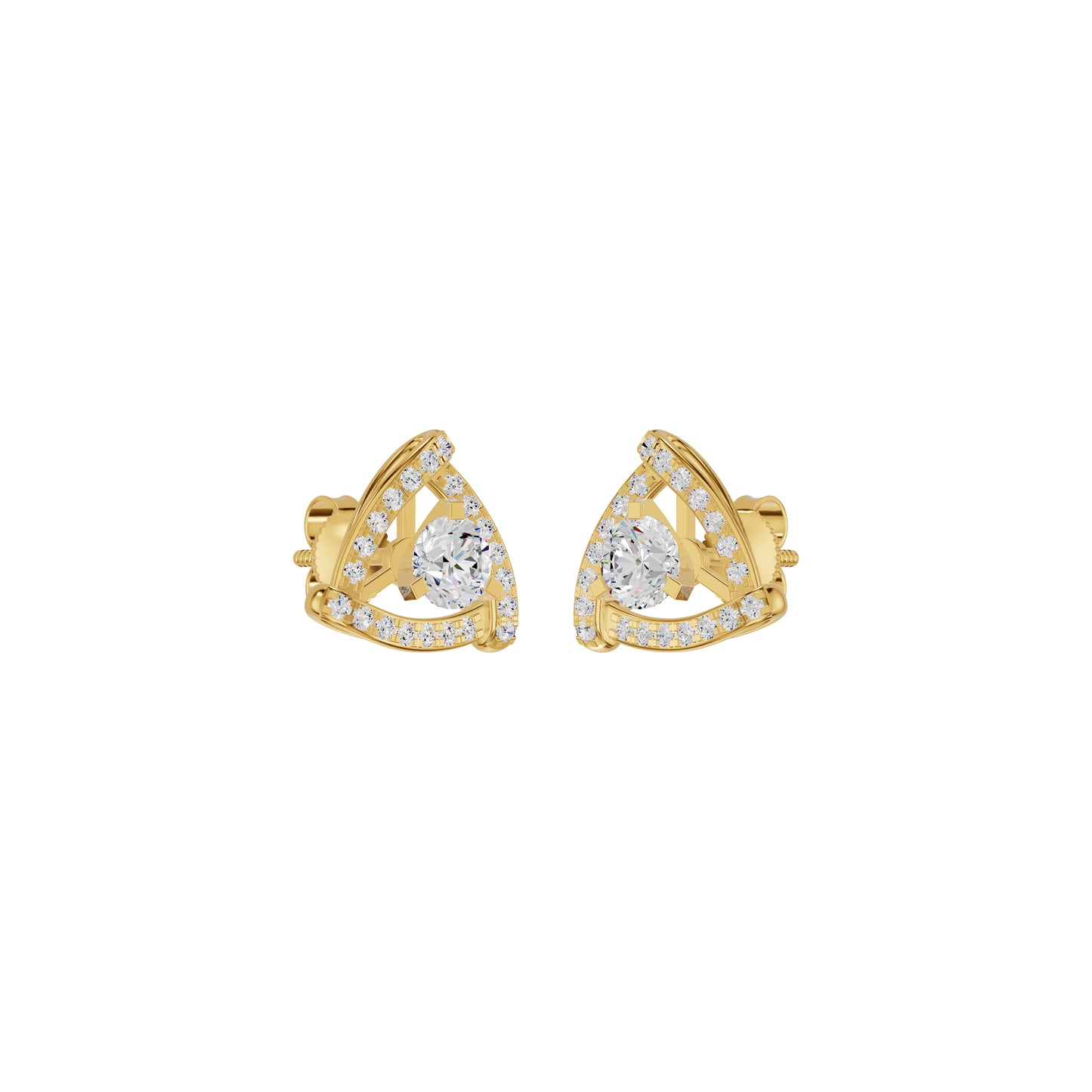 Triangular Trellis Diamond Earrings 18 KT / Yellow Gold