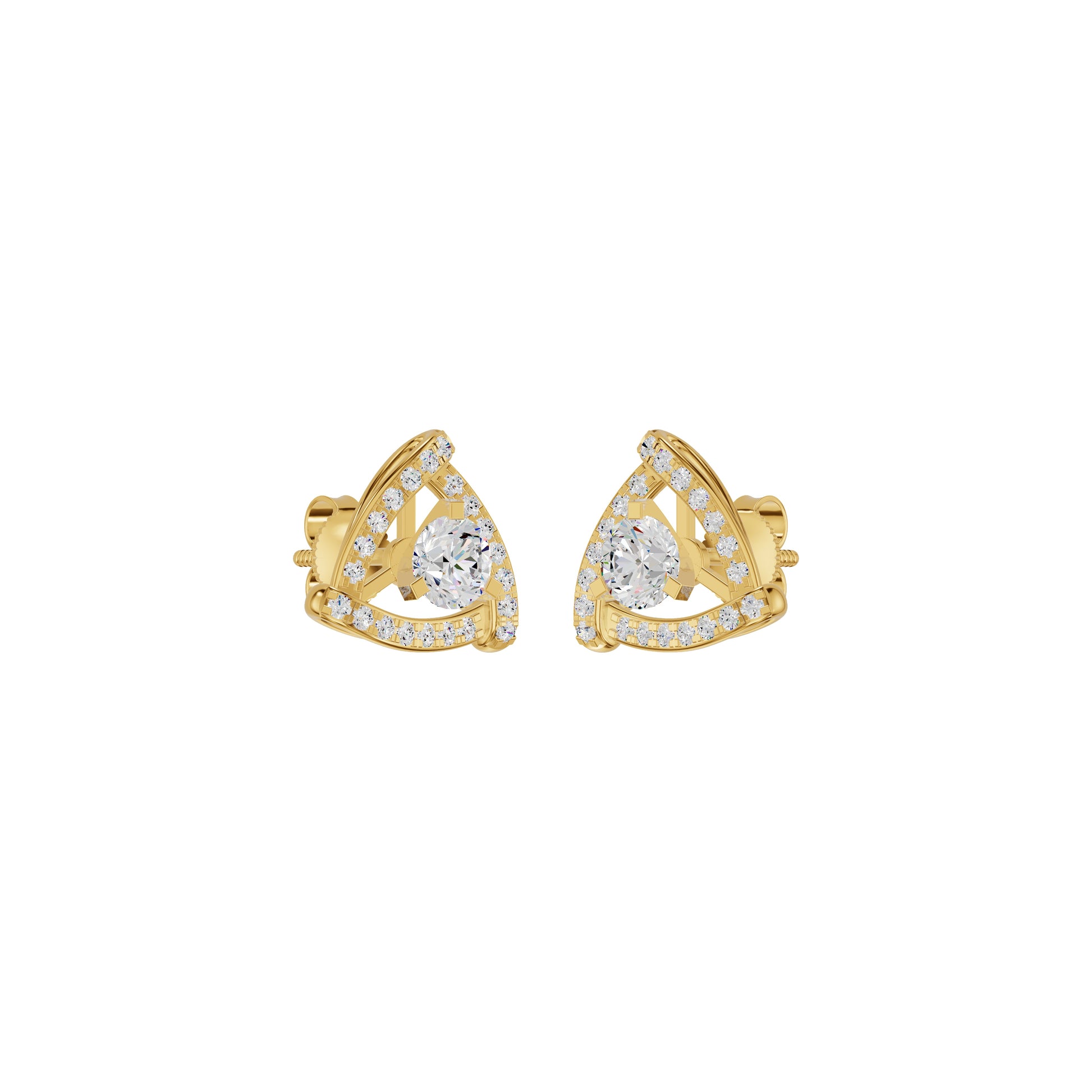 Triangular Trellis Diamond Earrings 18 KT / Yellow Gold