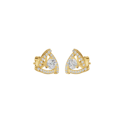 Triangular Trellis Diamond Earrings 18 KT / Yellow Gold
