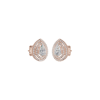Pear Solitaire Dual Halo Diamond Earrings 18 KT / Rose Gold