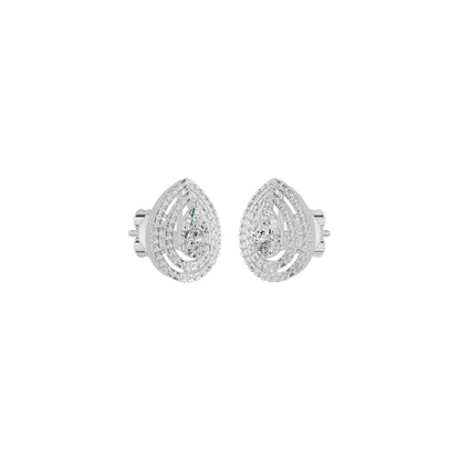 Pear Solitaire Dual Halo Diamond Earrings 18 KT / White Gold