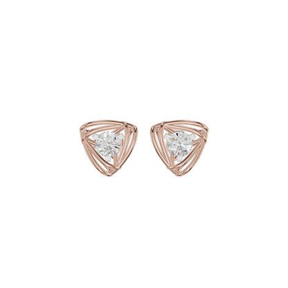 Double Tri Curve Diamond Stud Earrings 18 KT / Rose Gold