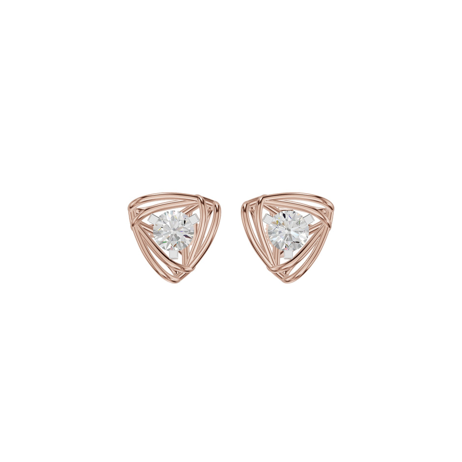 Double Tri Curve Diamond Stud Earrings 18 KT / Rose Gold