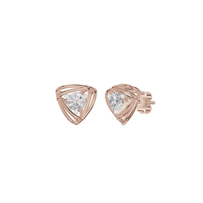 Double Tri Curve Diamond Stud Earrings 18 KT / Rose Gold