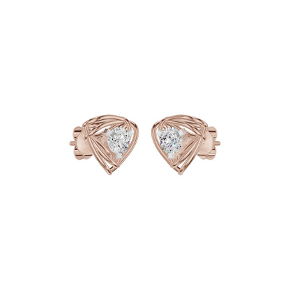 Double Tri Curve Diamond Stud Earrings 18 KT / Rose Gold