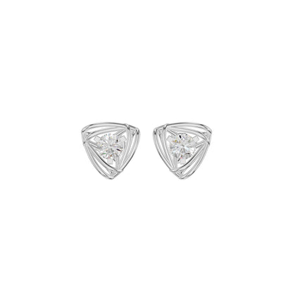 Double Tri Curve Diamond Stud Earrings 18 KT / White Gold