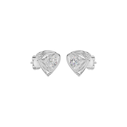 Double Tri Curve Diamond Stud Earrings 18 KT / White Gold