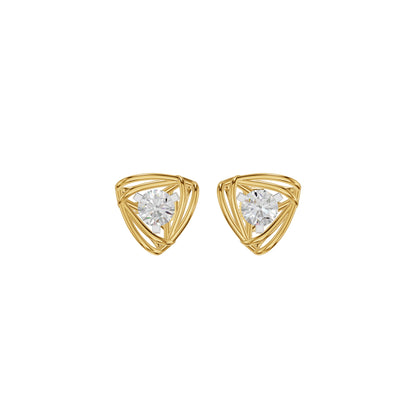 Double Tri Curve Diamond Stud Earrings 18 KT / Yellow Gold