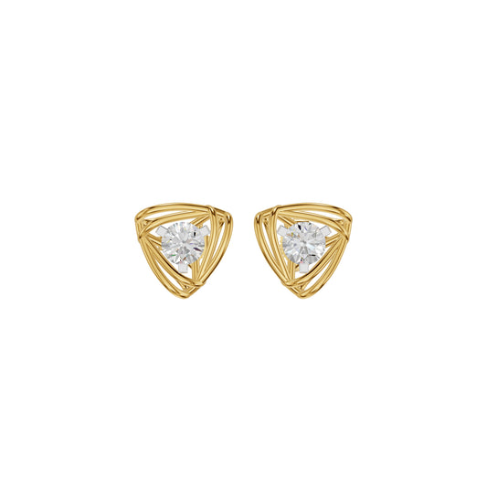 Double Tri Curve Diamond Stud Earrings 18 KT / Yellow Gold