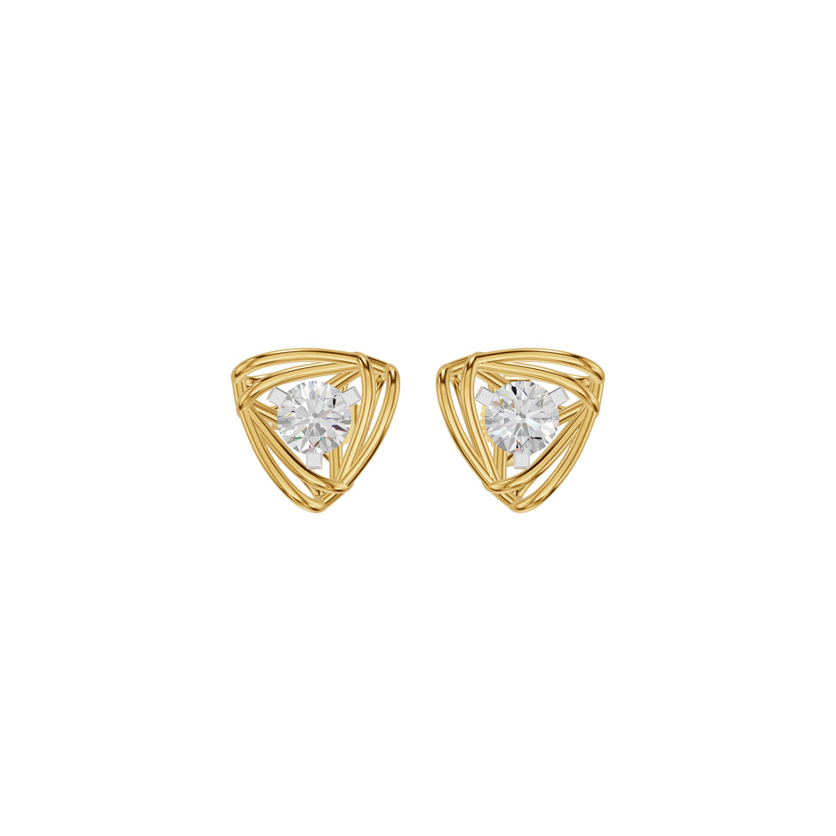Double Tri Curve Diamond Stud Earrings 18 KT / Yellow Gold